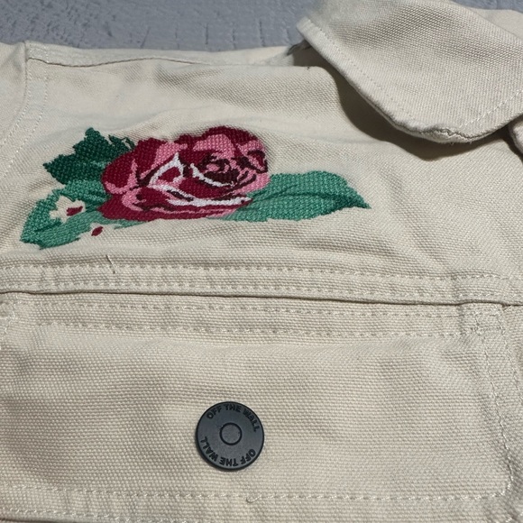 Vans Anaheim Needlepoint Floral Jacket Men's Cream Roses Snap Front - Picture 3 of 9
